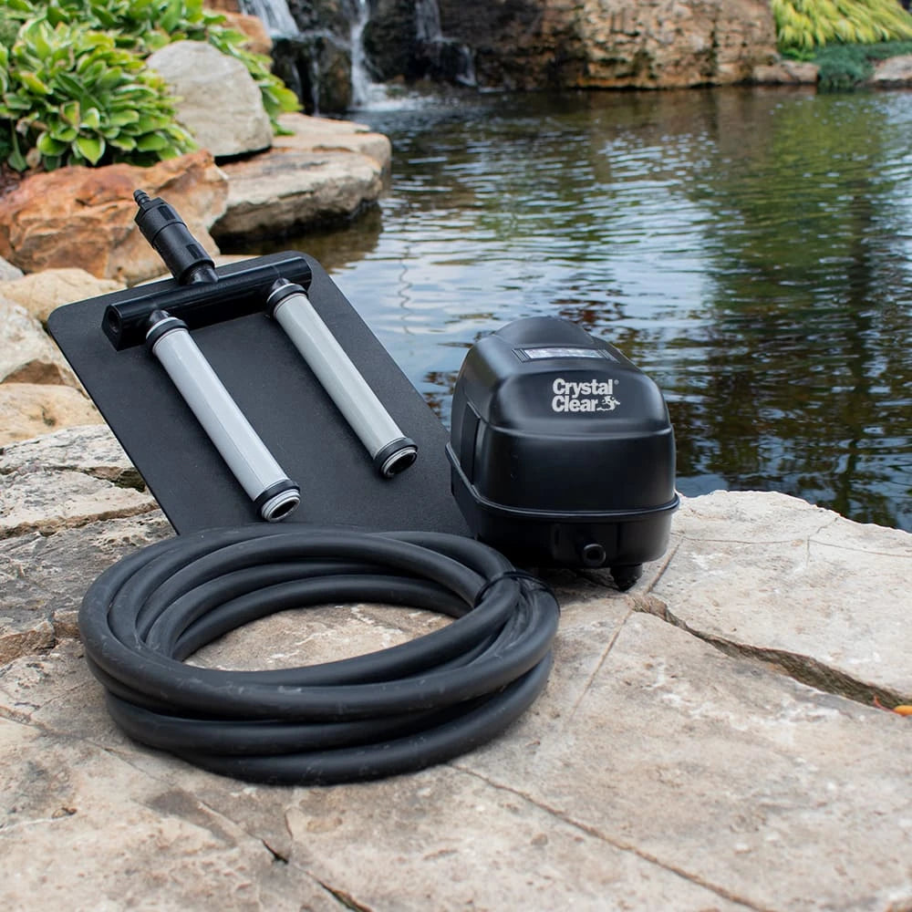 Airmax KoiAir 1 aeration kit set up beside a pond